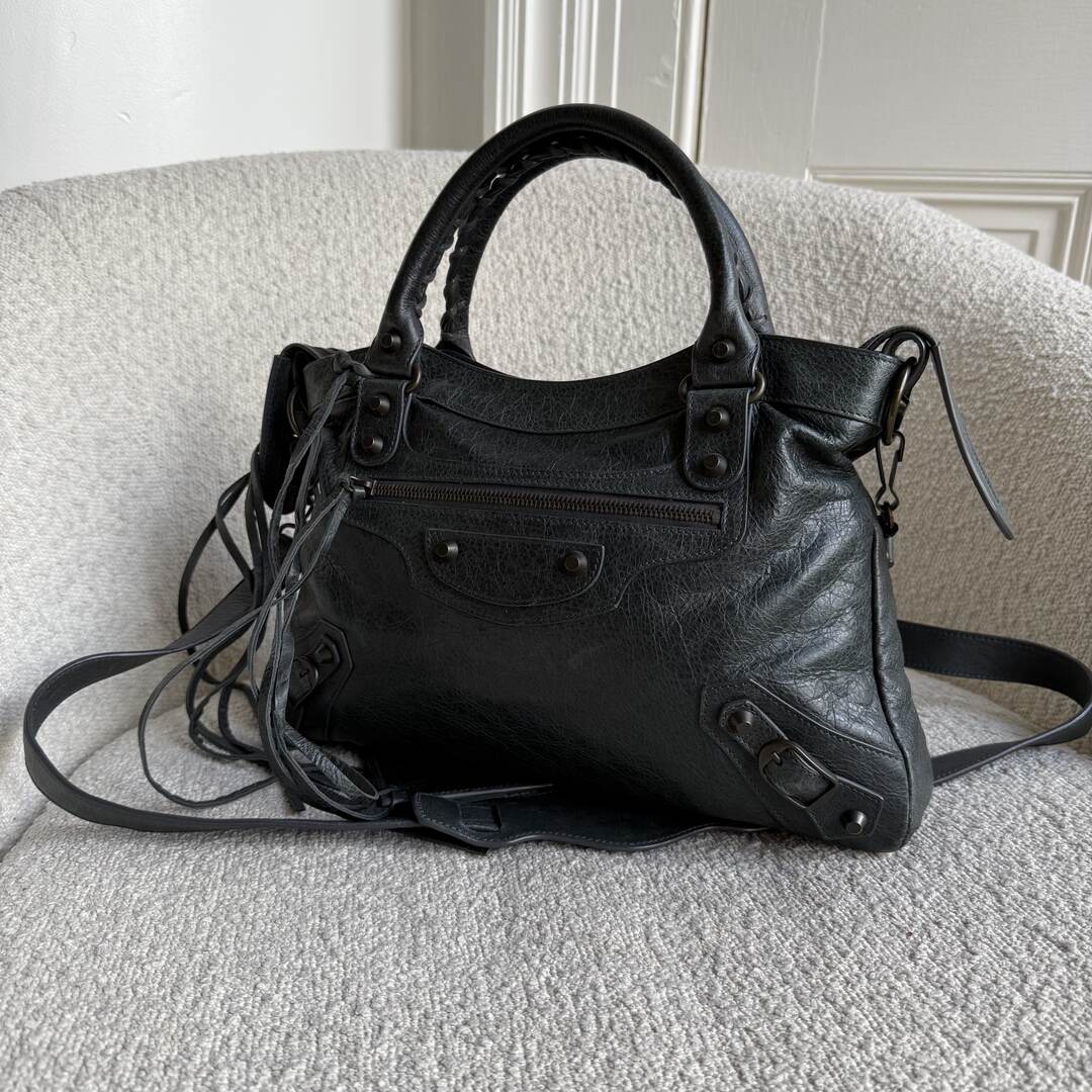 2003 Balenciaga The Town Dark Green Leather Bag