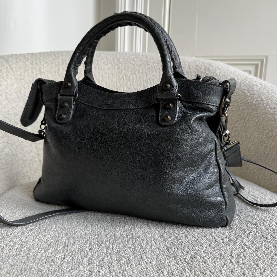 2003 Balenciaga The Town Dark Green Leather Bag