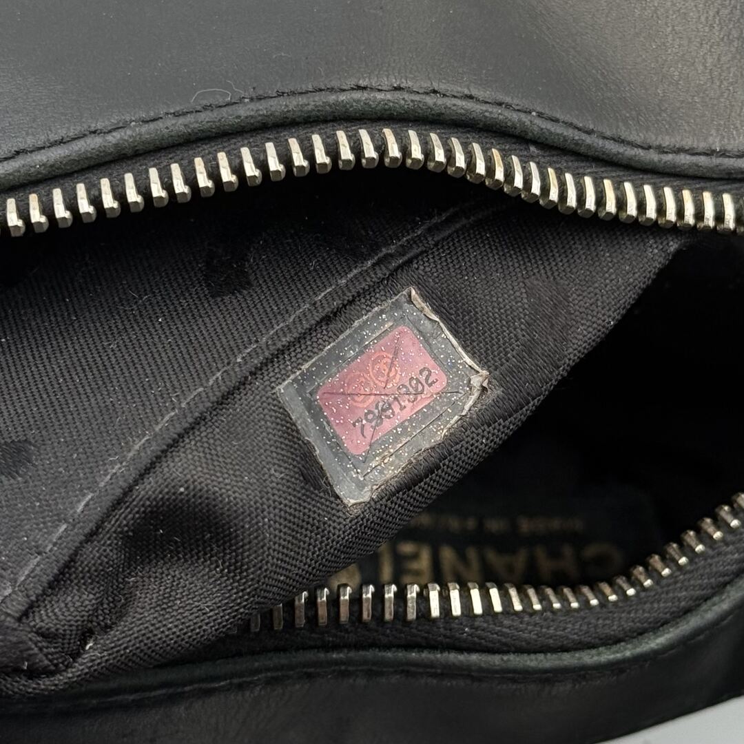 2003 Chanel CC Surpique Wild Stitch Black Leather Handbag