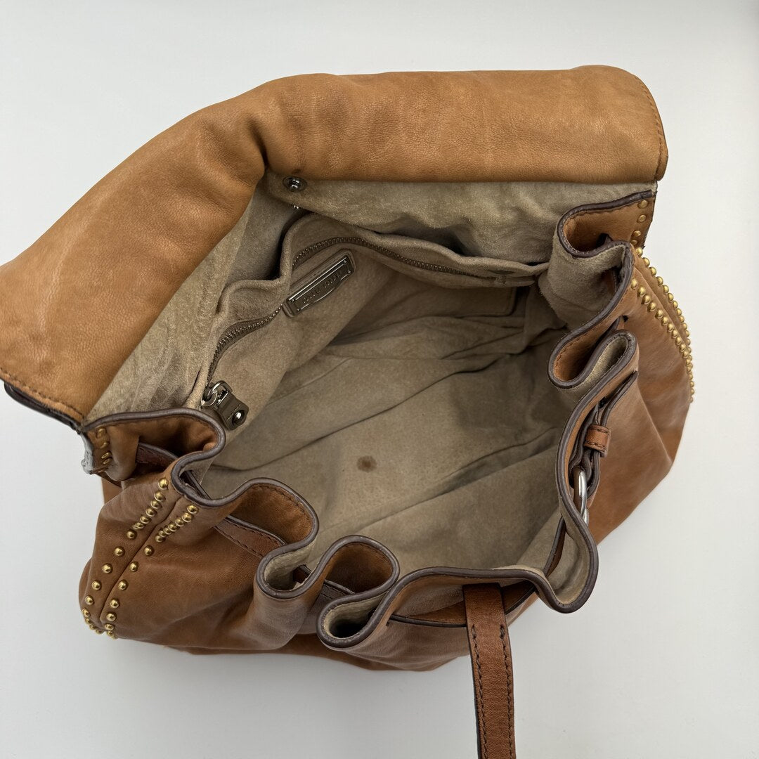 Miu Miu Studded Leather Brown Handbag