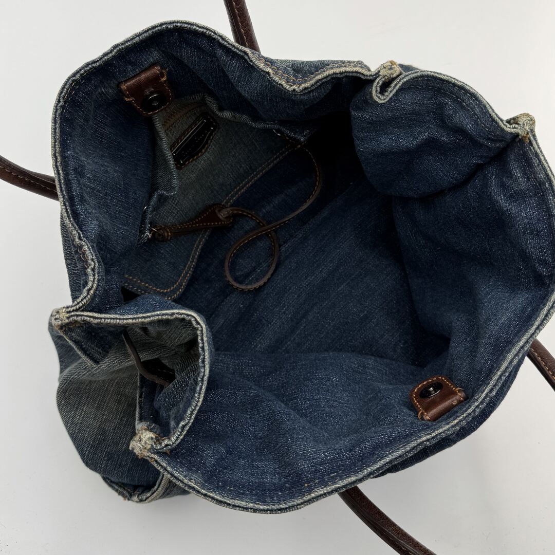 RARE 2000s Miu Miu Denim Buckle Brown Shoulder Bag
