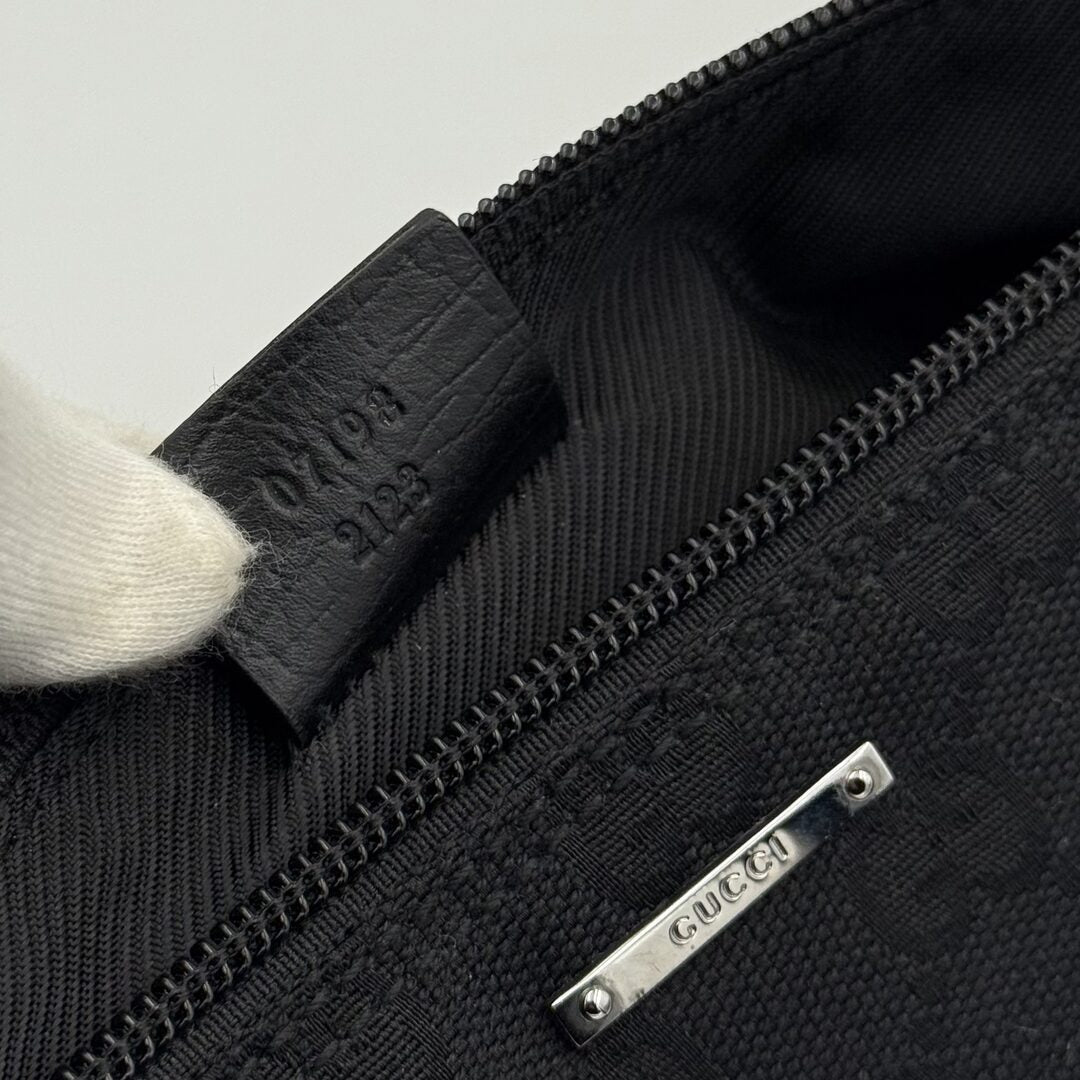 Gucci GG Monogram Black Boat Pochette Handbag