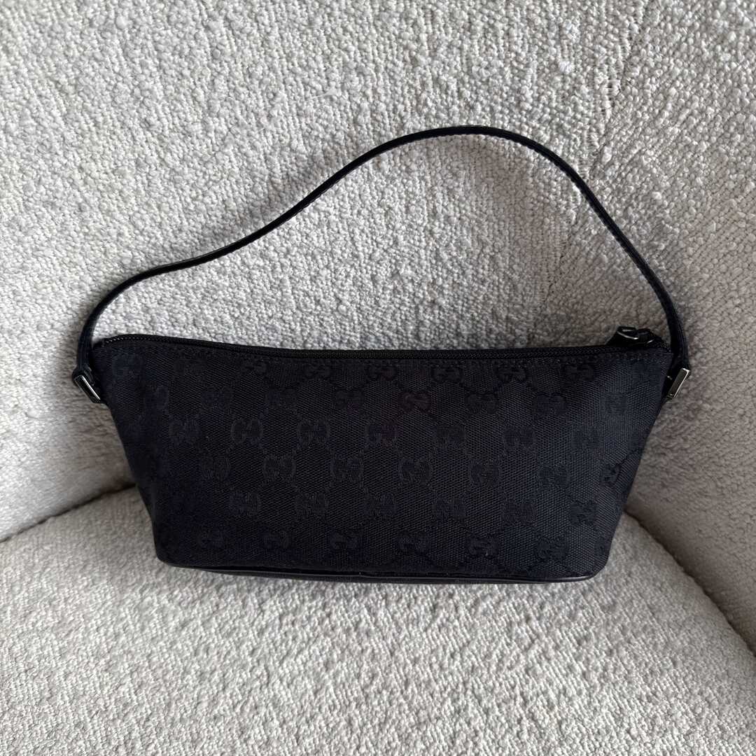 Gucci GG Monogram Black Boat Pochette Handbag