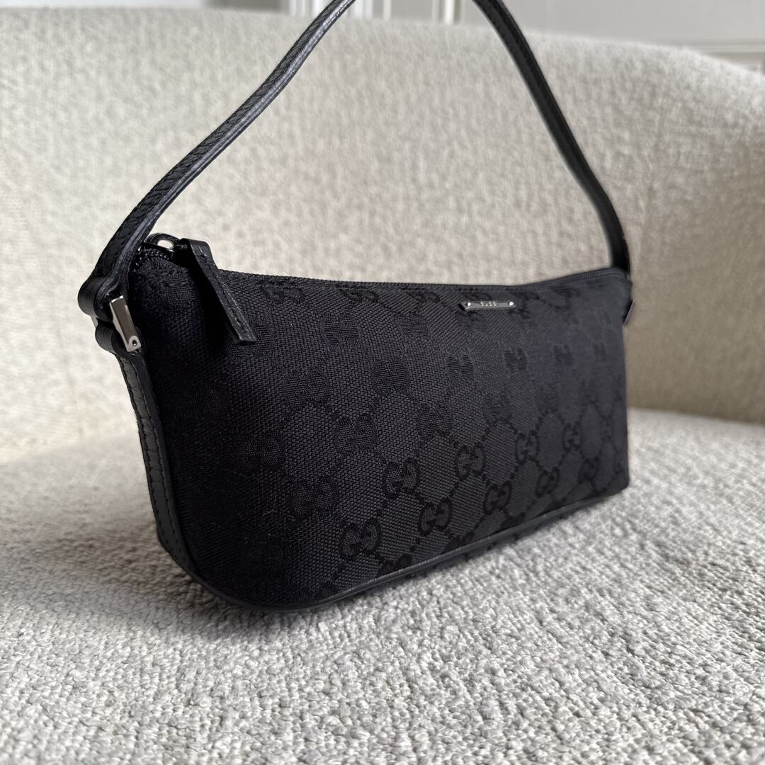 Gucci GG Monogram Black Boat Pochette Handbag