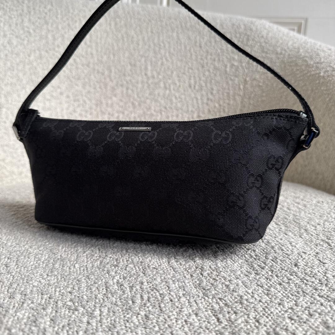 Gucci GG Monogram Black Boat Pochette Handbag