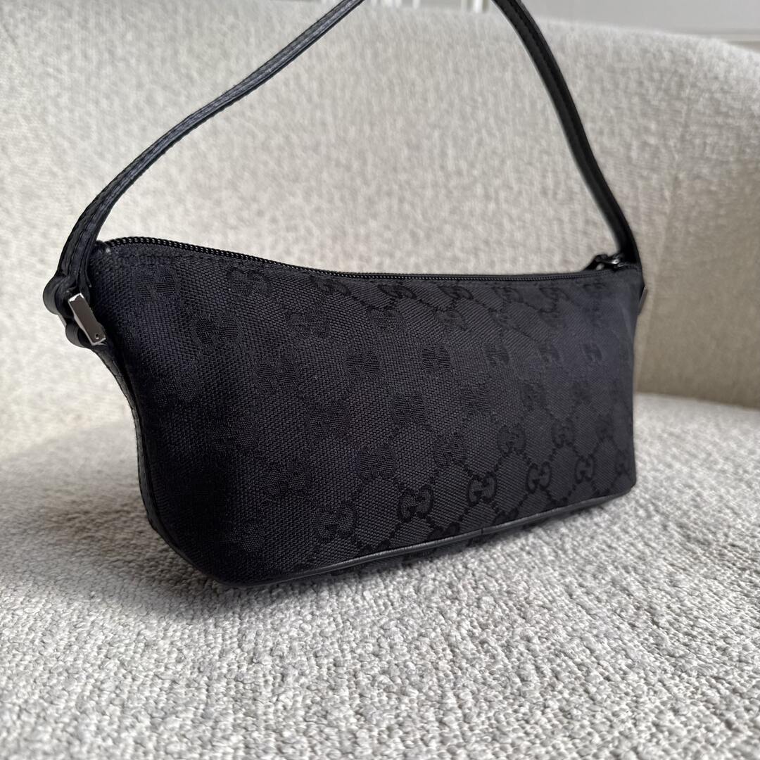 Gucci GG Monogram Black Boat Pochette Handbag