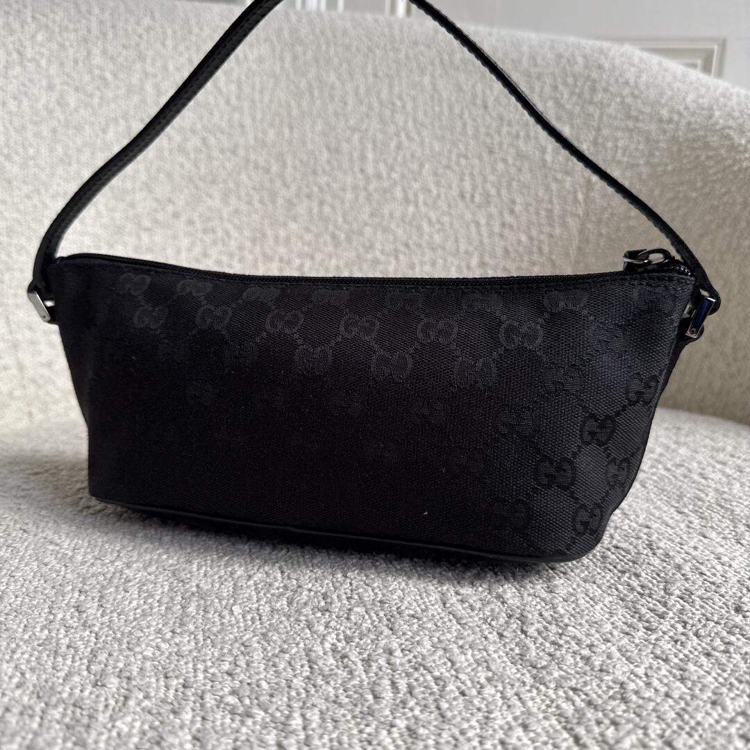 Gucci GG Monogram Black Boat Pochette Handbag