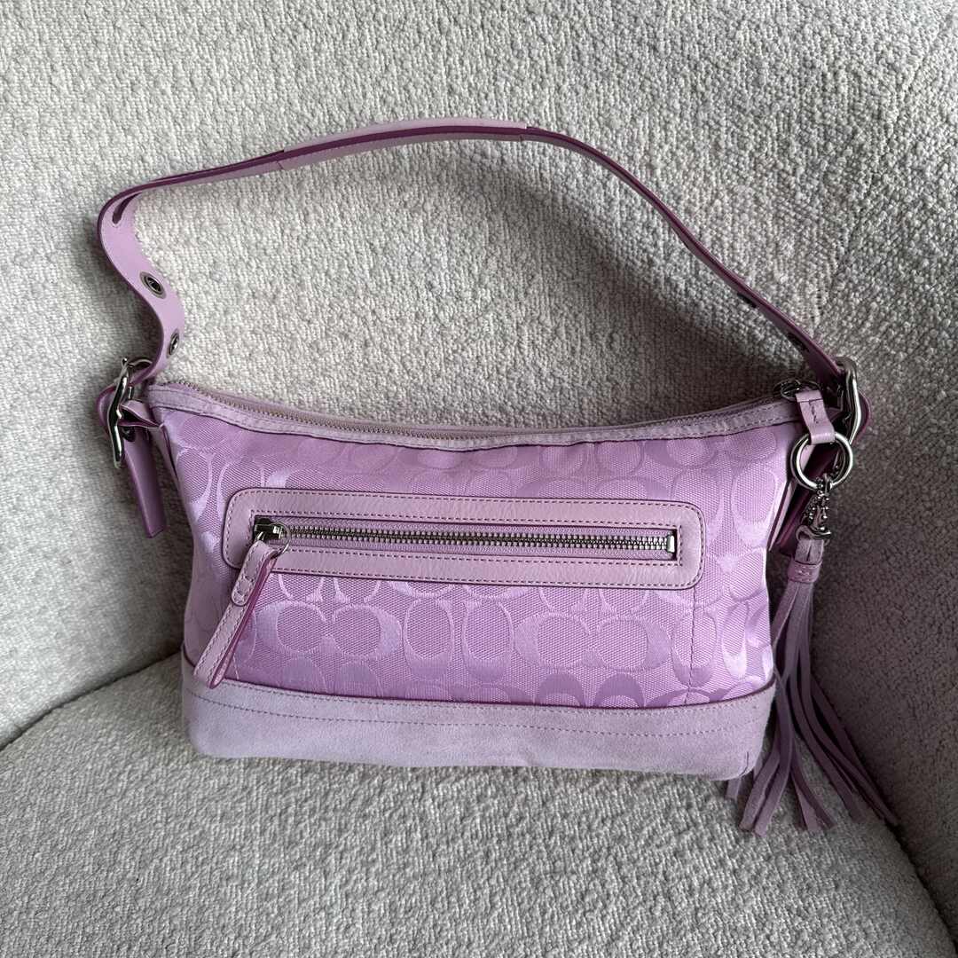 Coach Signature Tassel Pink Shoulder Bag