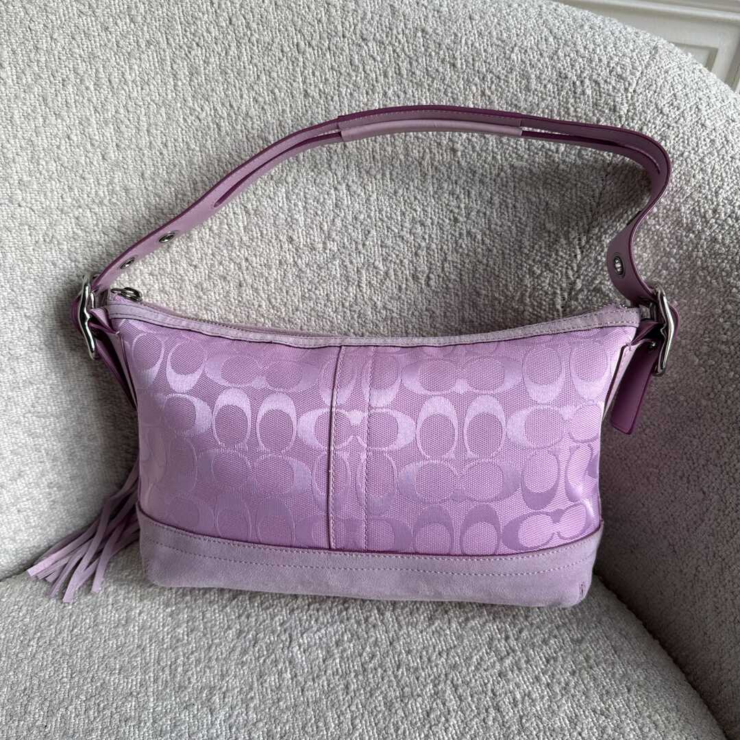 Coach Signature Tassel Pink Shoulder Bag