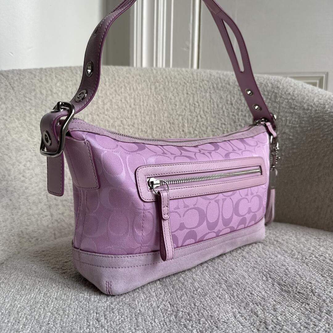 Coach Signature Tassel Pink Shoulder Bag