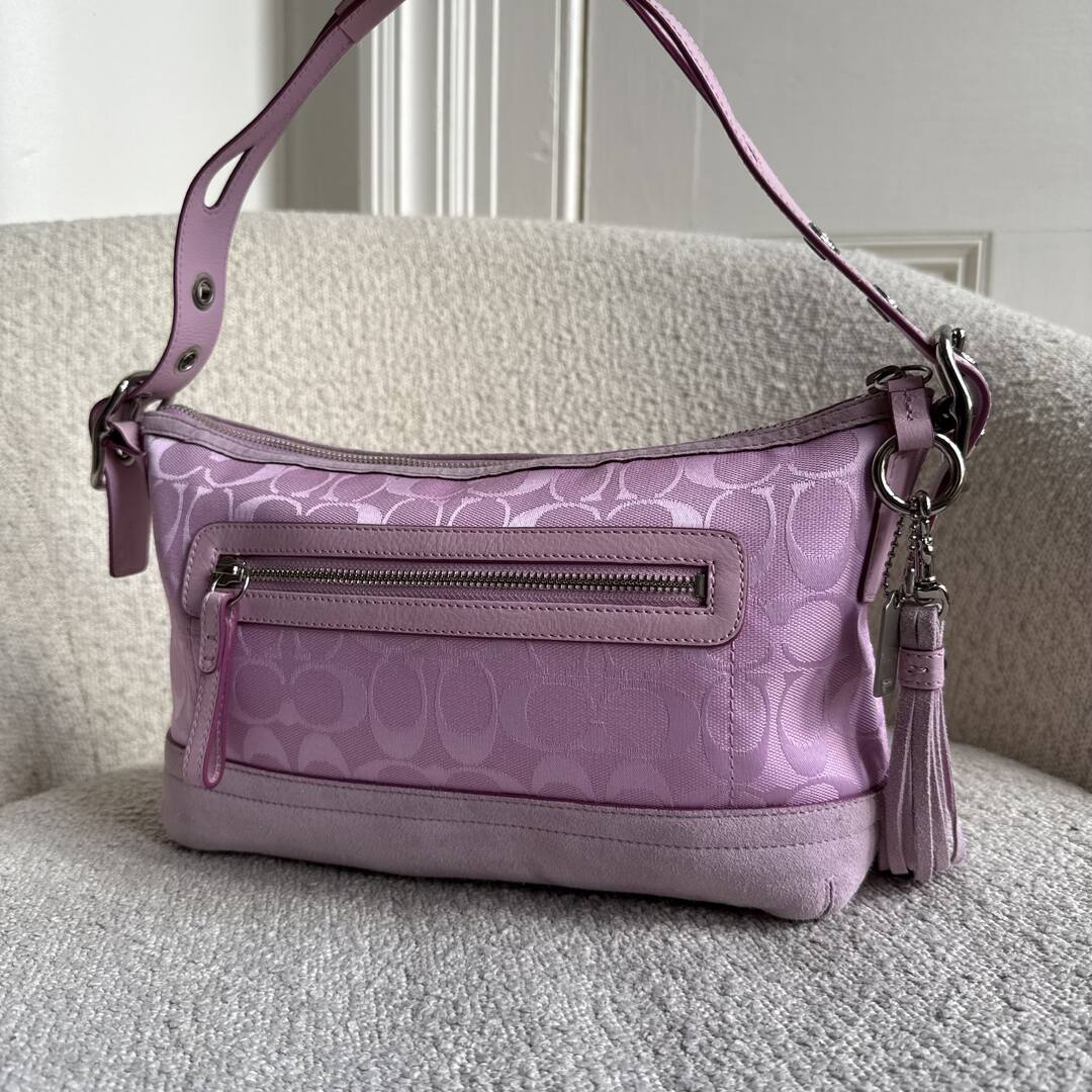 Coach Signature Tassel Pink Shoulder Bag