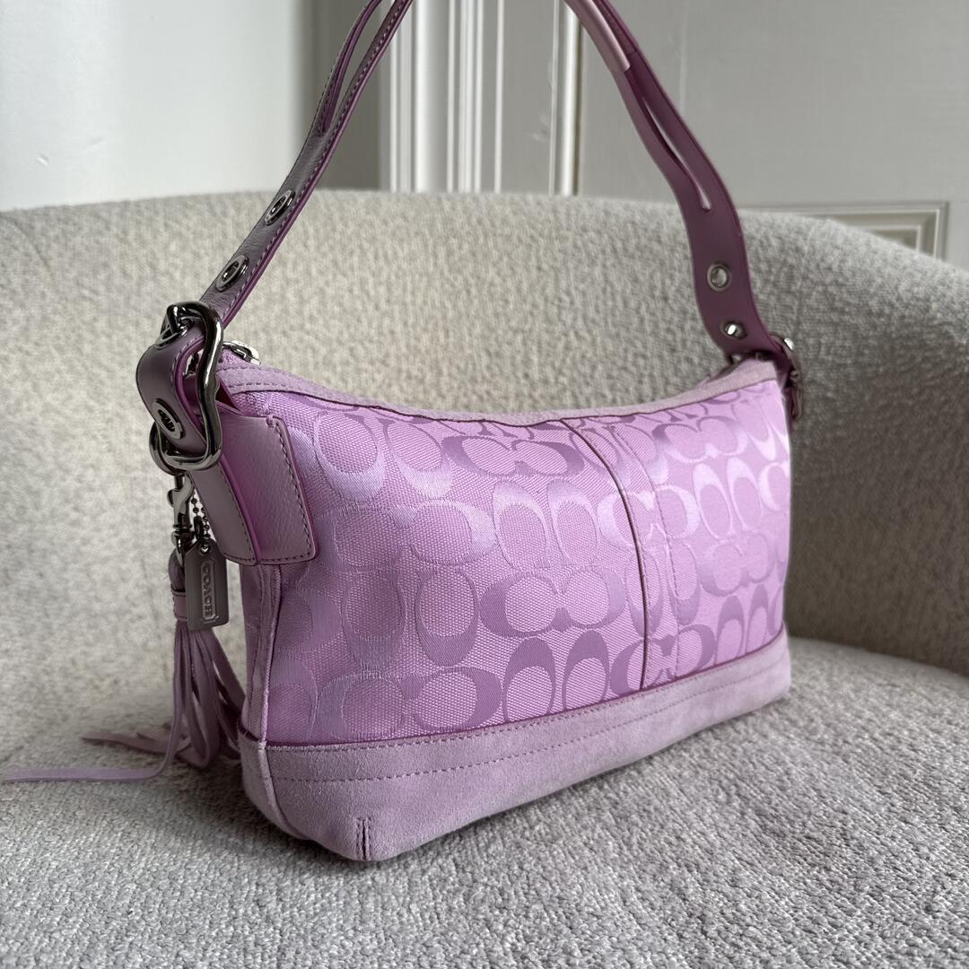 Coach Signature Tassel Pink Shoulder Bag