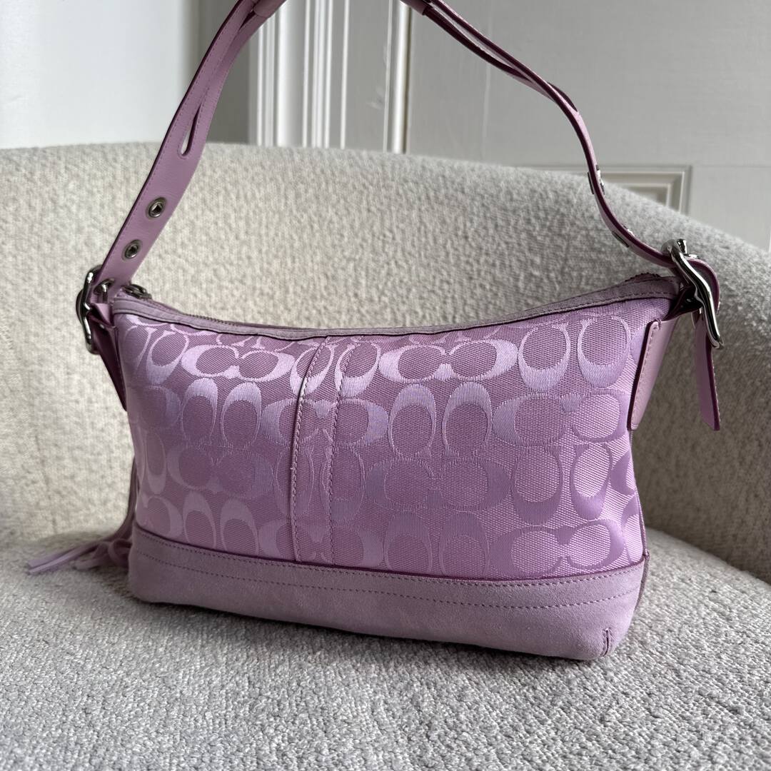 Coach Signature Tassel Pink Shoulder Bag