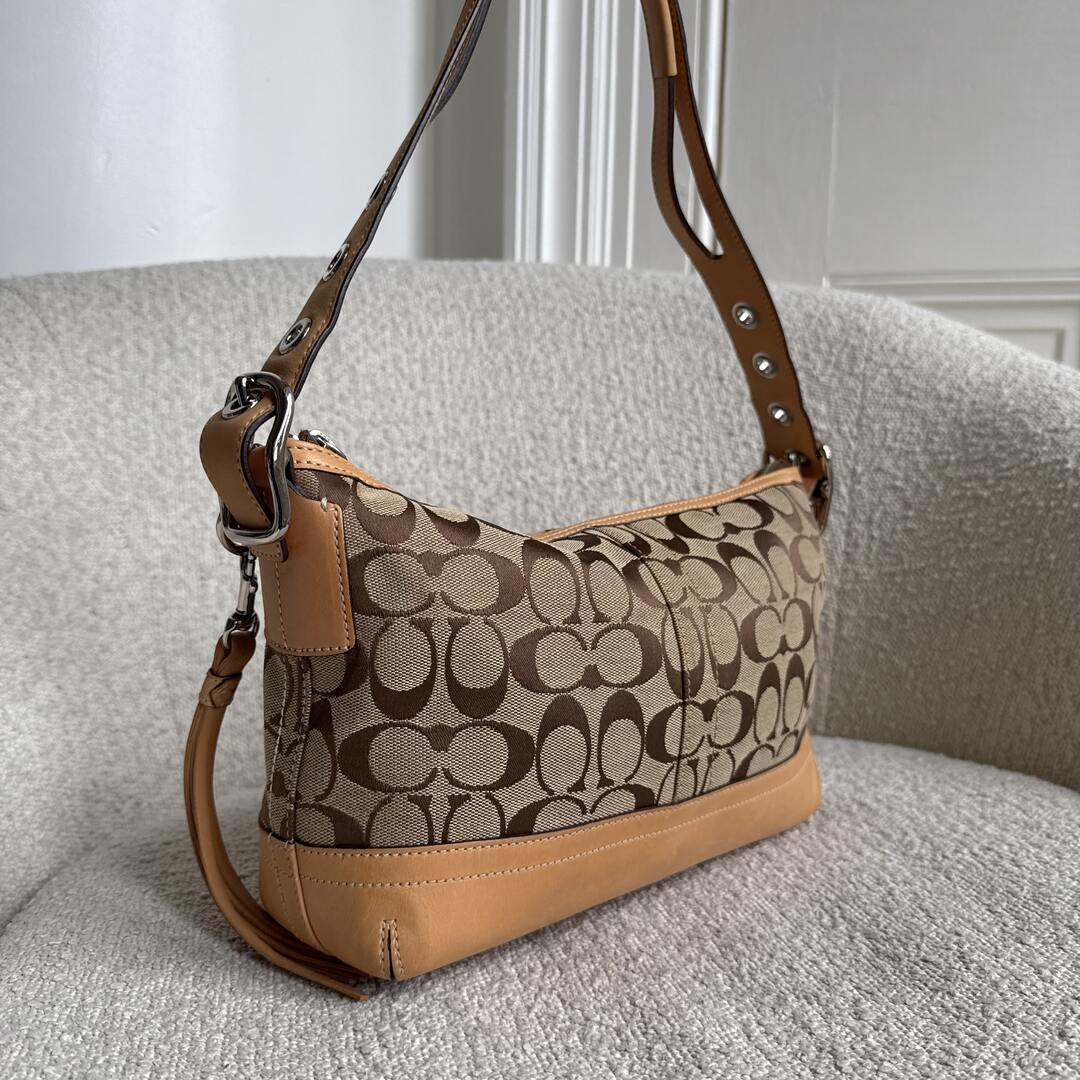 Coach Signature Tassel Tan Shoulder Bag