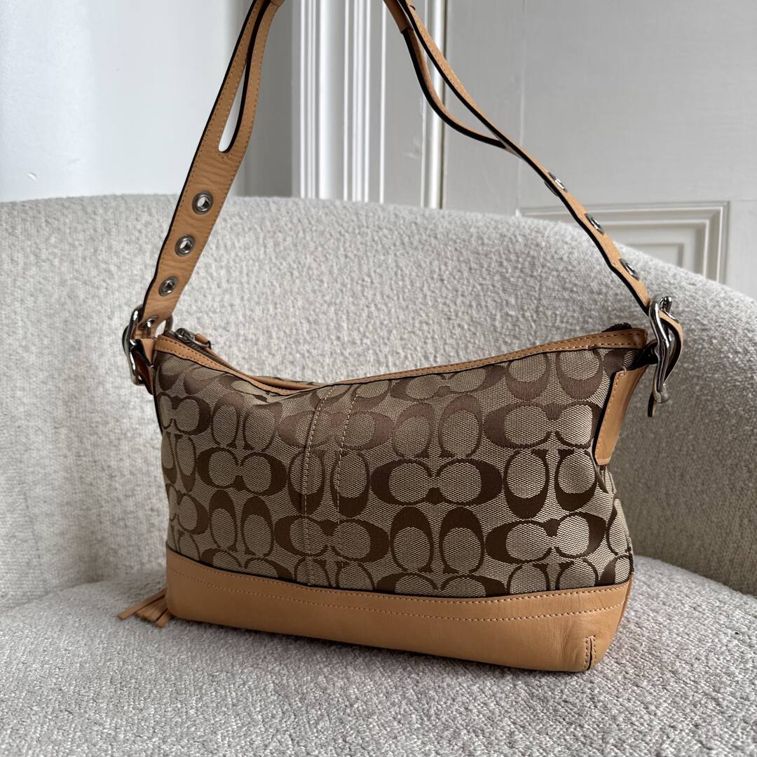 Coach Signature Tassel Tan Shoulder Bag