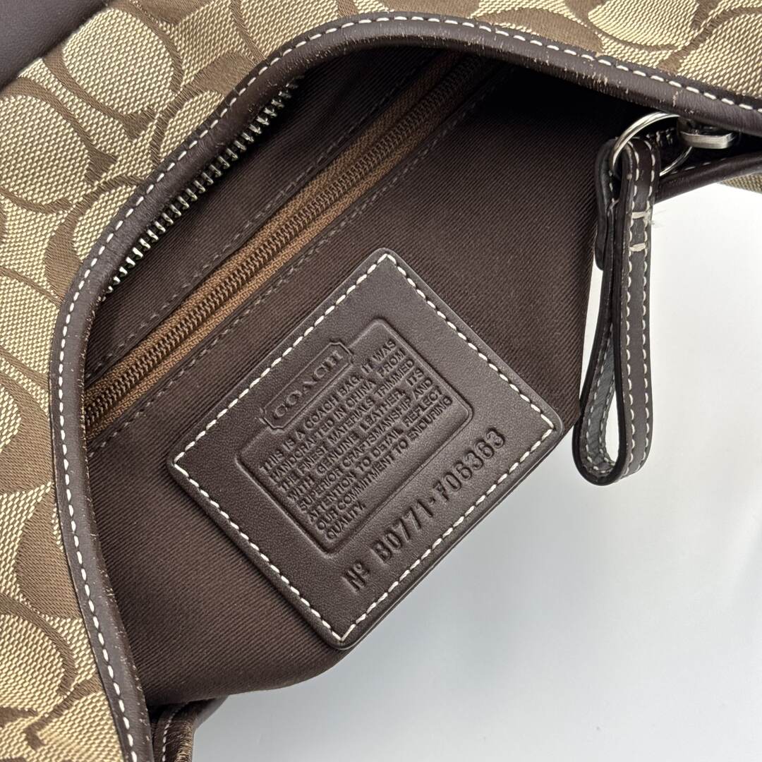 Coach Signature Hobo Buckle Brown Shoulder Bag