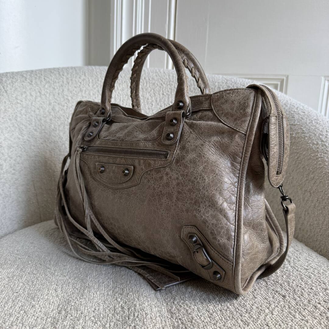 2012 Balenciaga The City Leather Mocha Brown Handbag