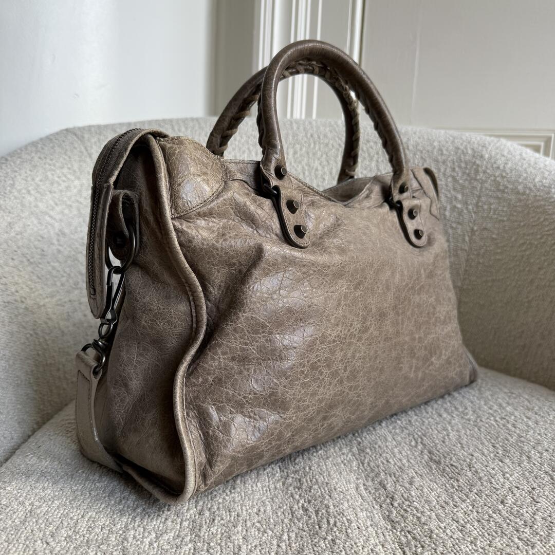 2012 Balenciaga The City Leather Mocha Brown Handbag