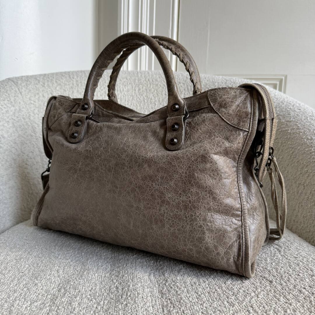 2012 Balenciaga The City Leather Mocha Brown Handbag