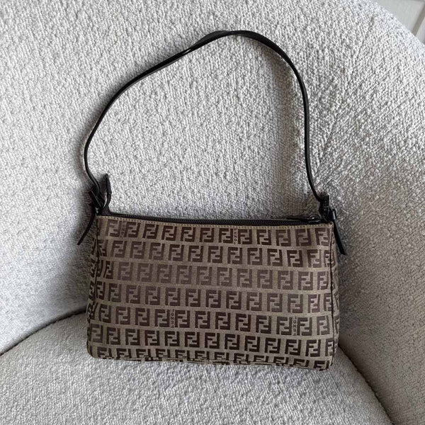Fendi Zucchino Brown Shoulder Bag