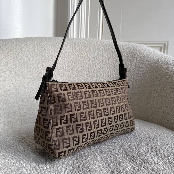 Fendi Zucchino Brown Shoulder Bag