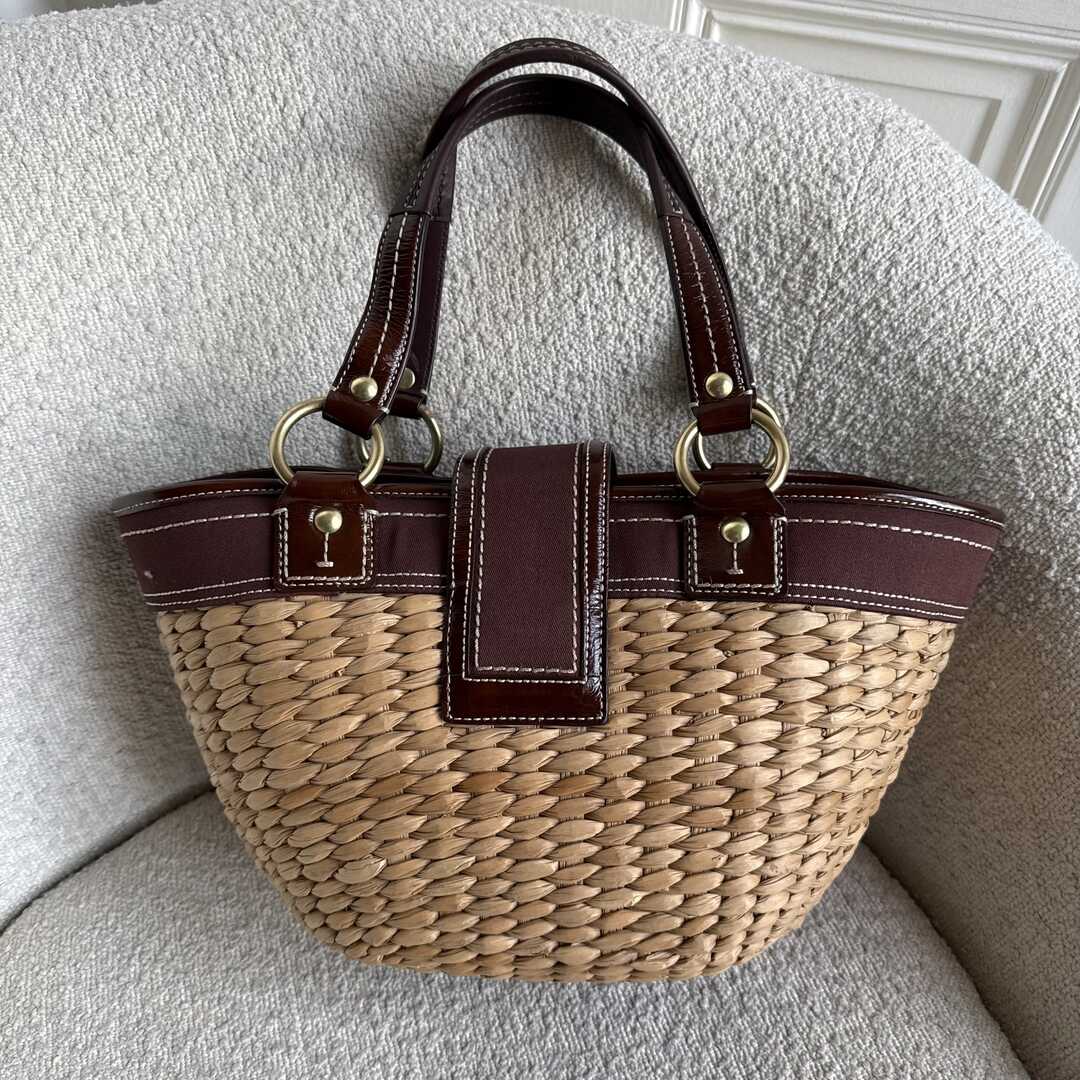 Coach Straw Brown Bucket Tote Bag
