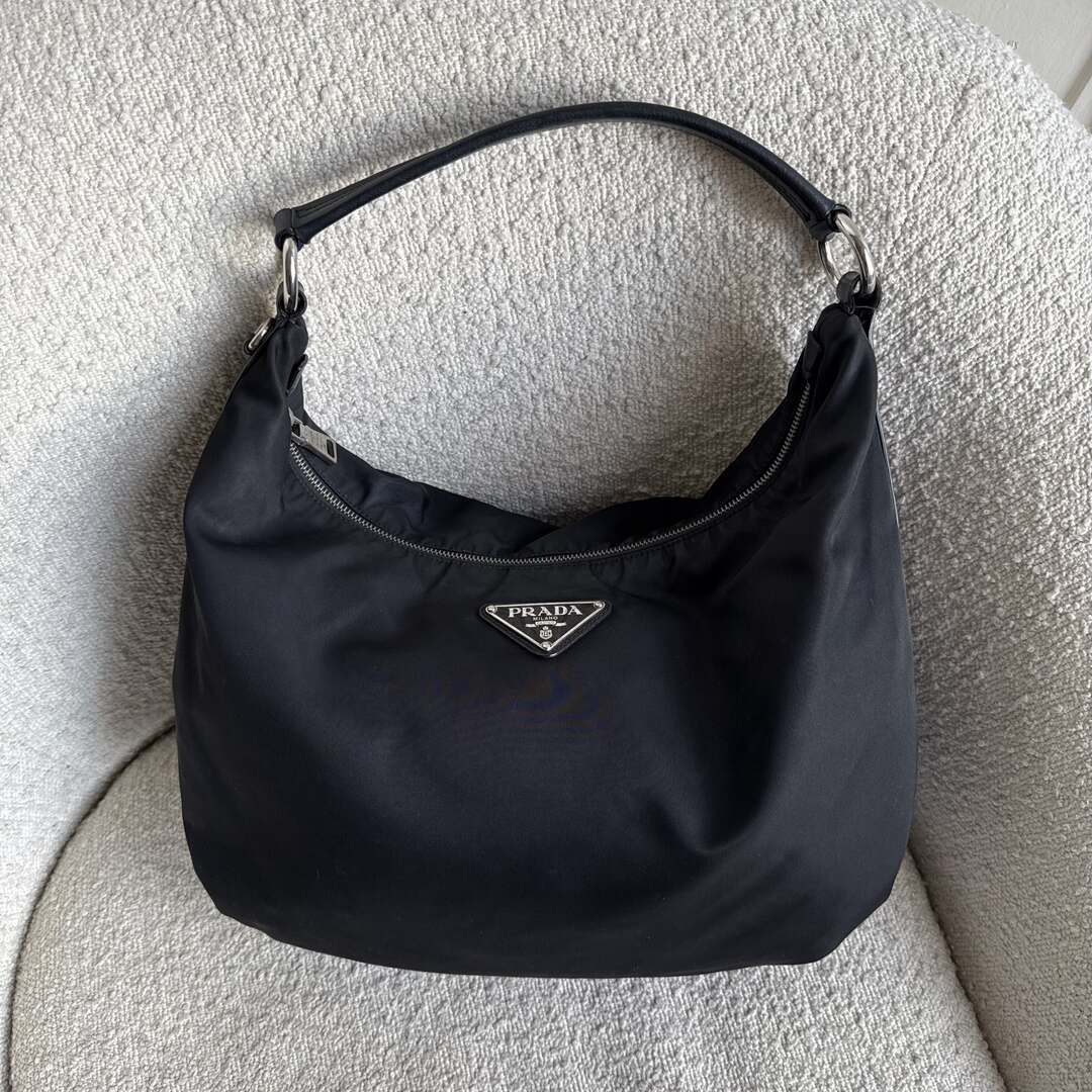 Prada Tessuto Hobo Nylon Black Shoulder Bag
