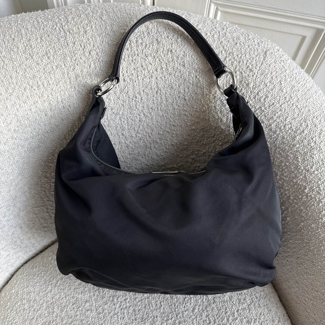 Prada Tessuto Hobo Nylon Black Shoulder Bag