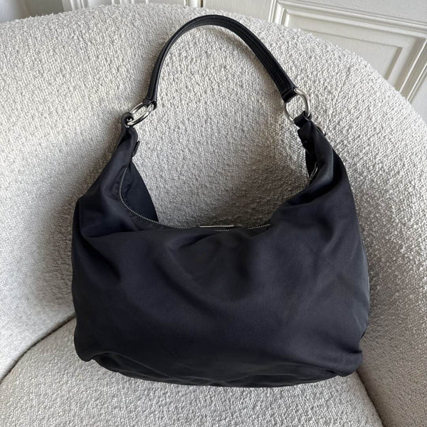 Prada Tessuto Hobo Nylon Black Shoulder Bag