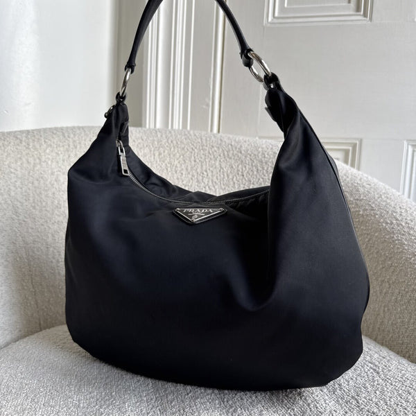 Prada Tessuto Hobo Nylon Black Shoulder Bag