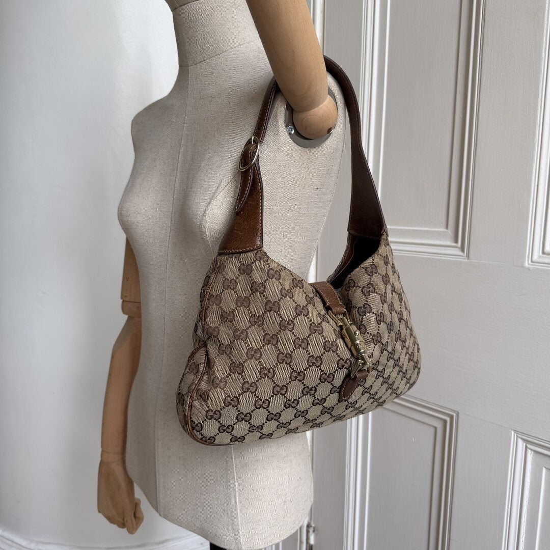 Gucci GG Canvas Jackie Brown Hobo Shoulder Bag