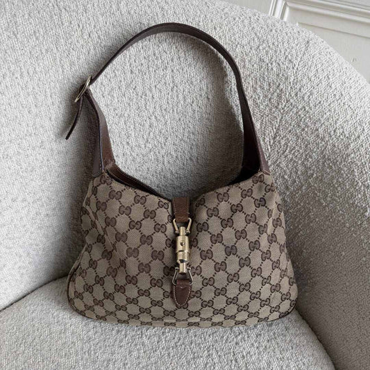 Gucci GG Canvas Jackie Brown Hobo Shoulder Bag