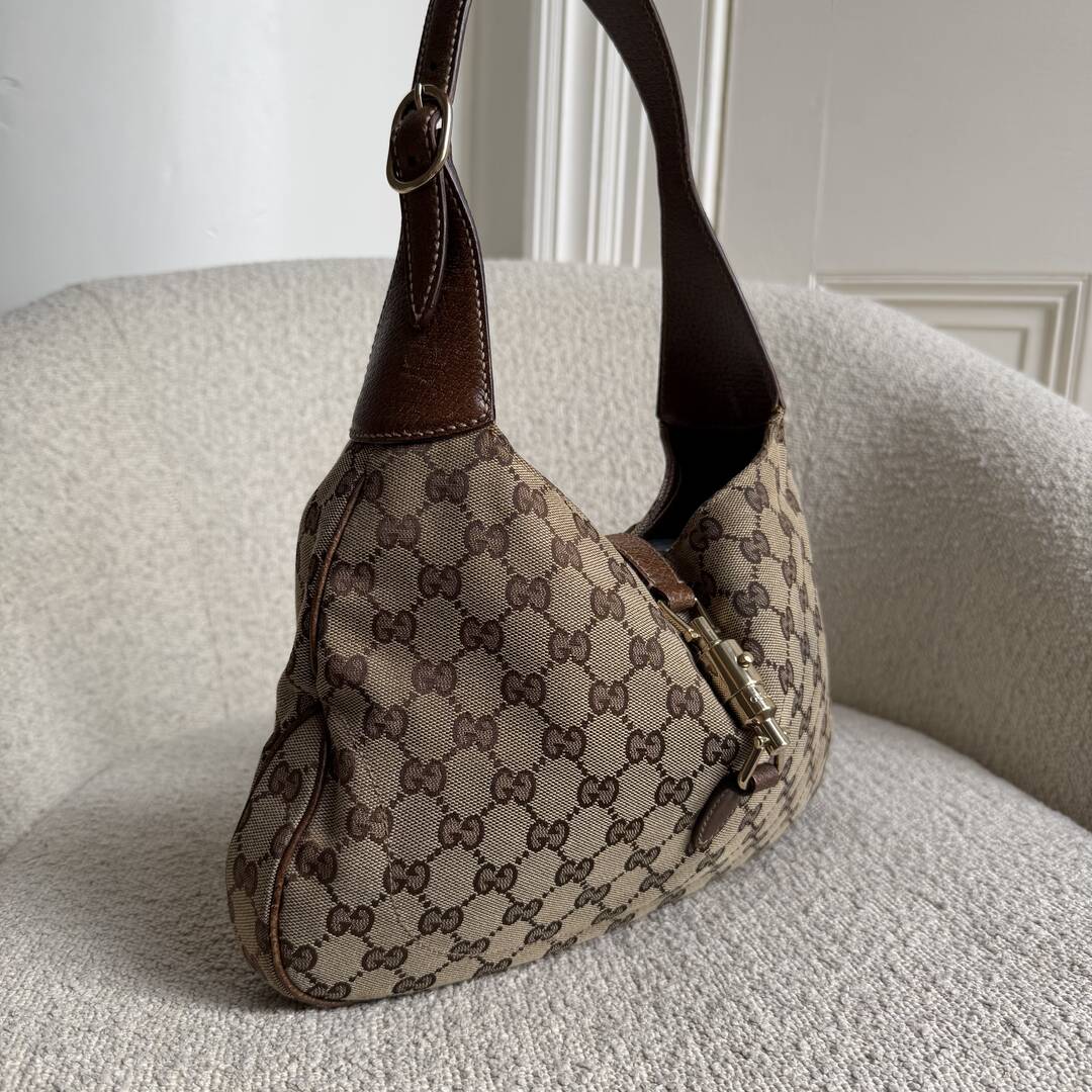 Gucci GG Canvas Jackie Brown Hobo Shoulder Bag