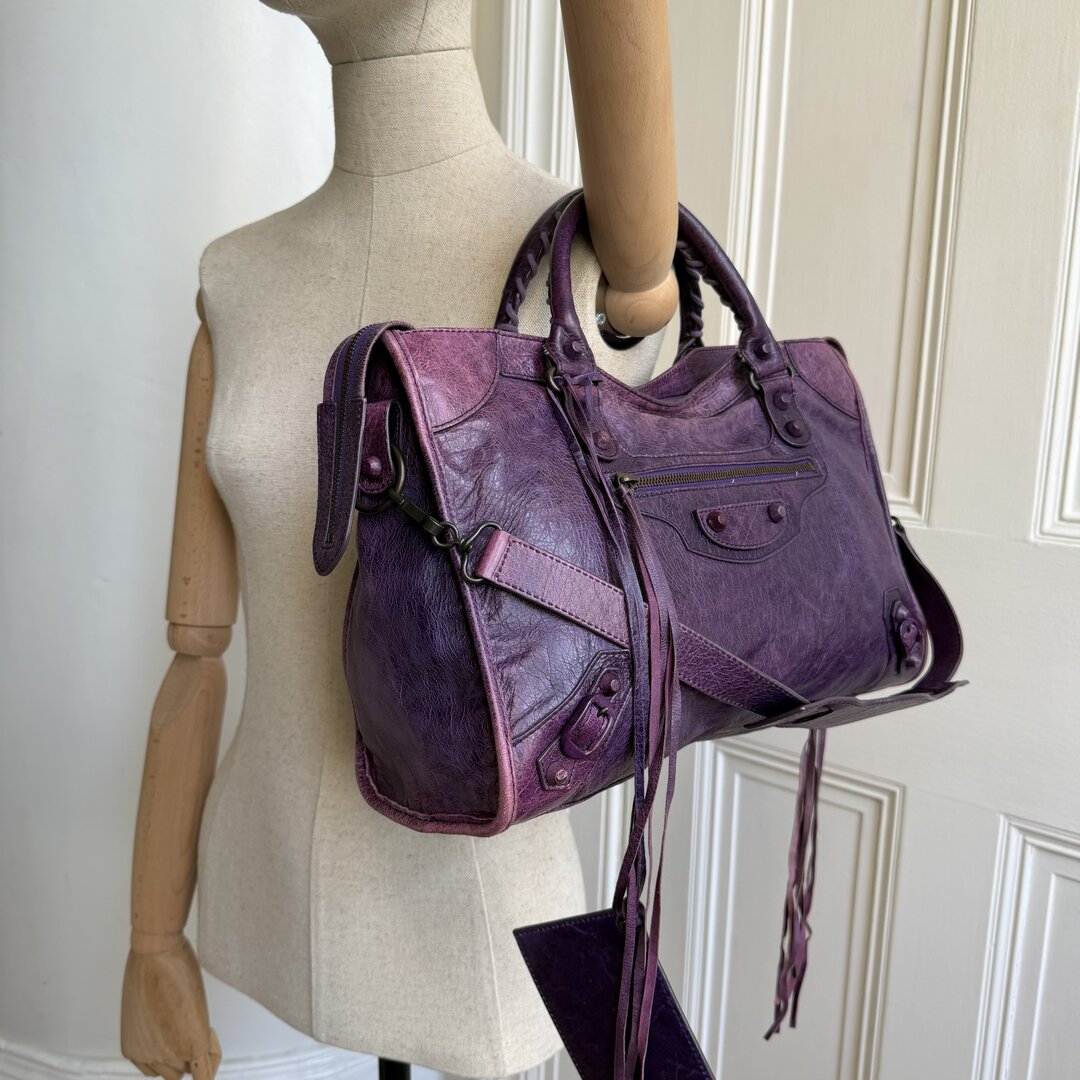 2003 Balenciaga The City Leather Purple Handbag