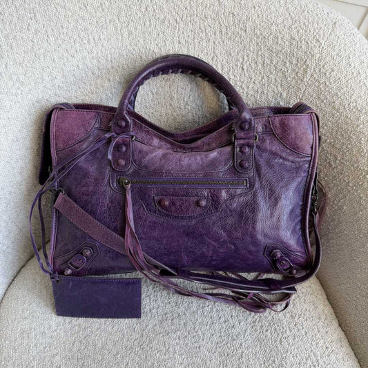 2003 Balenciaga The City Leather Purple Handbag