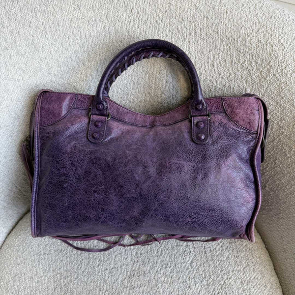 2003 Balenciaga The City Leather Purple Handbag