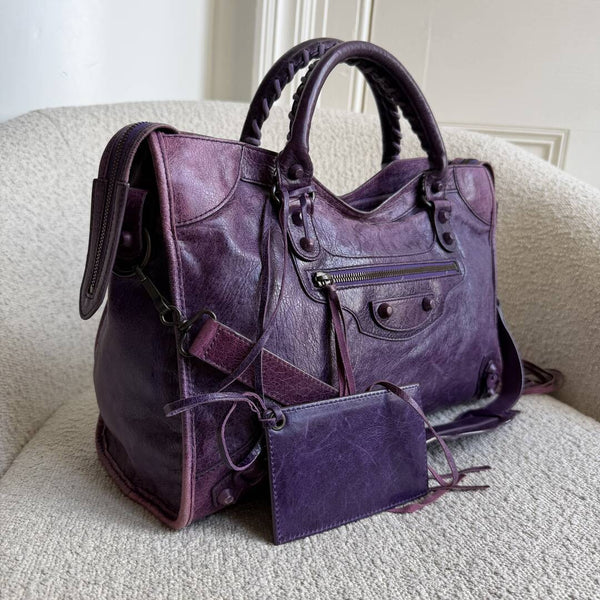 2003 Balenciaga The City Leather Purple Handbag