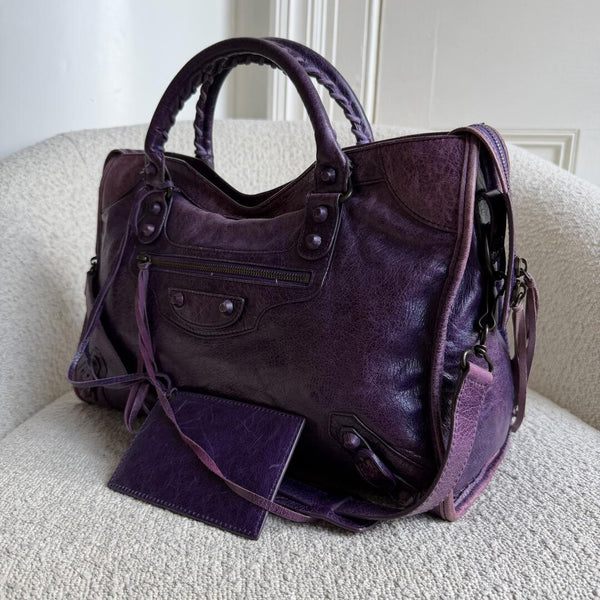 2003 Balenciaga The City Leather Purple Handbag