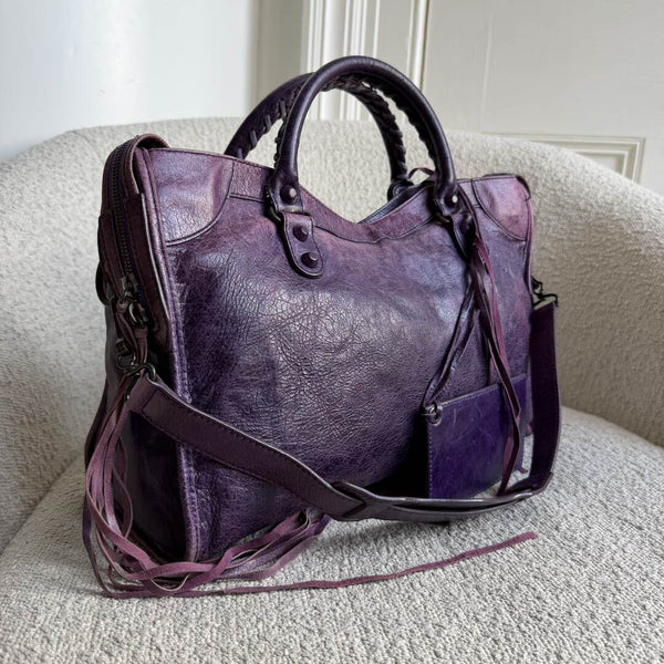 2003 Balenciaga The City Leather Purple Handbag