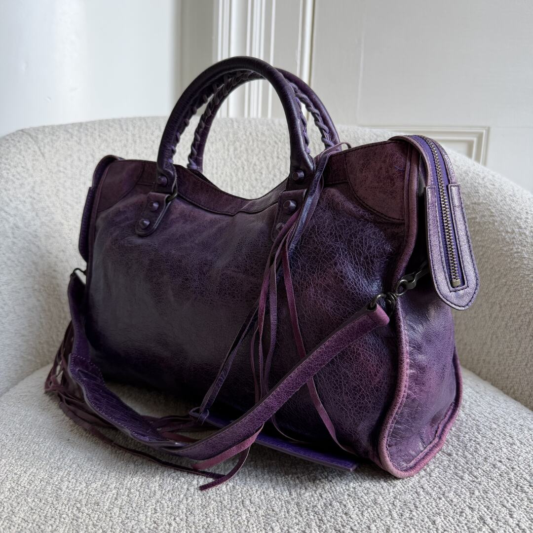 2003 Balenciaga The City Leather Purple Handbag