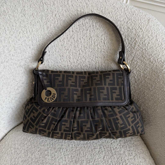 Fendi Zucca Chef Dark Brown Shoulder Bag