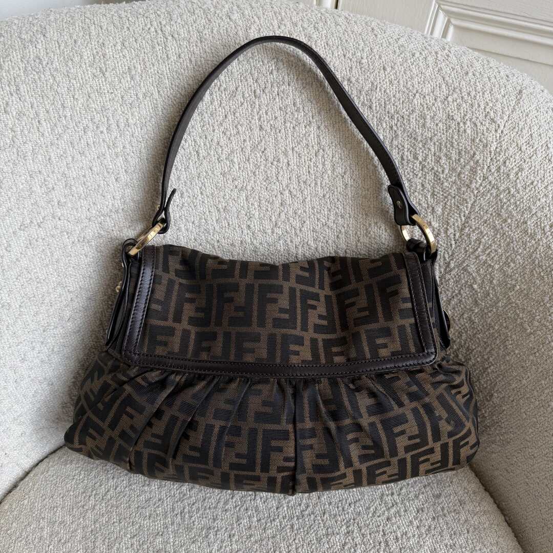 Fendi Zucca Chef Dark Brown Shoulder Bag