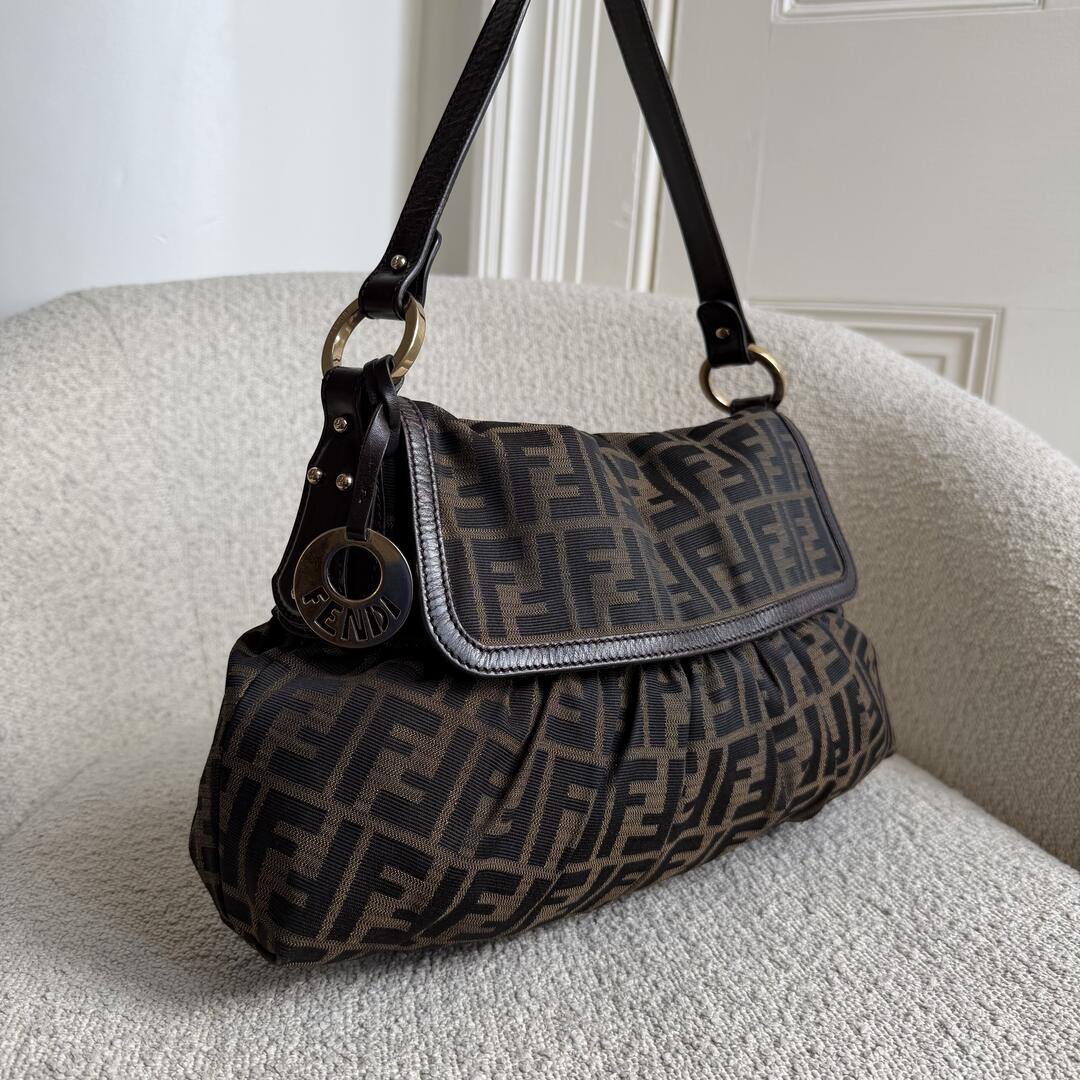 Fendi Zucca Chef Dark Brown Shoulder Bag
