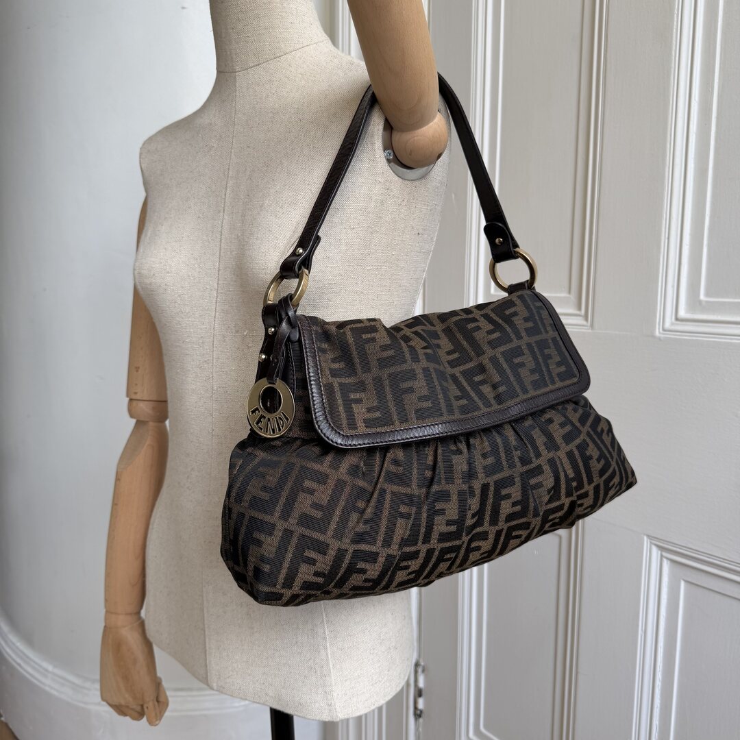 Fendi Zucca Chef Dark Brown Shoulder Bag