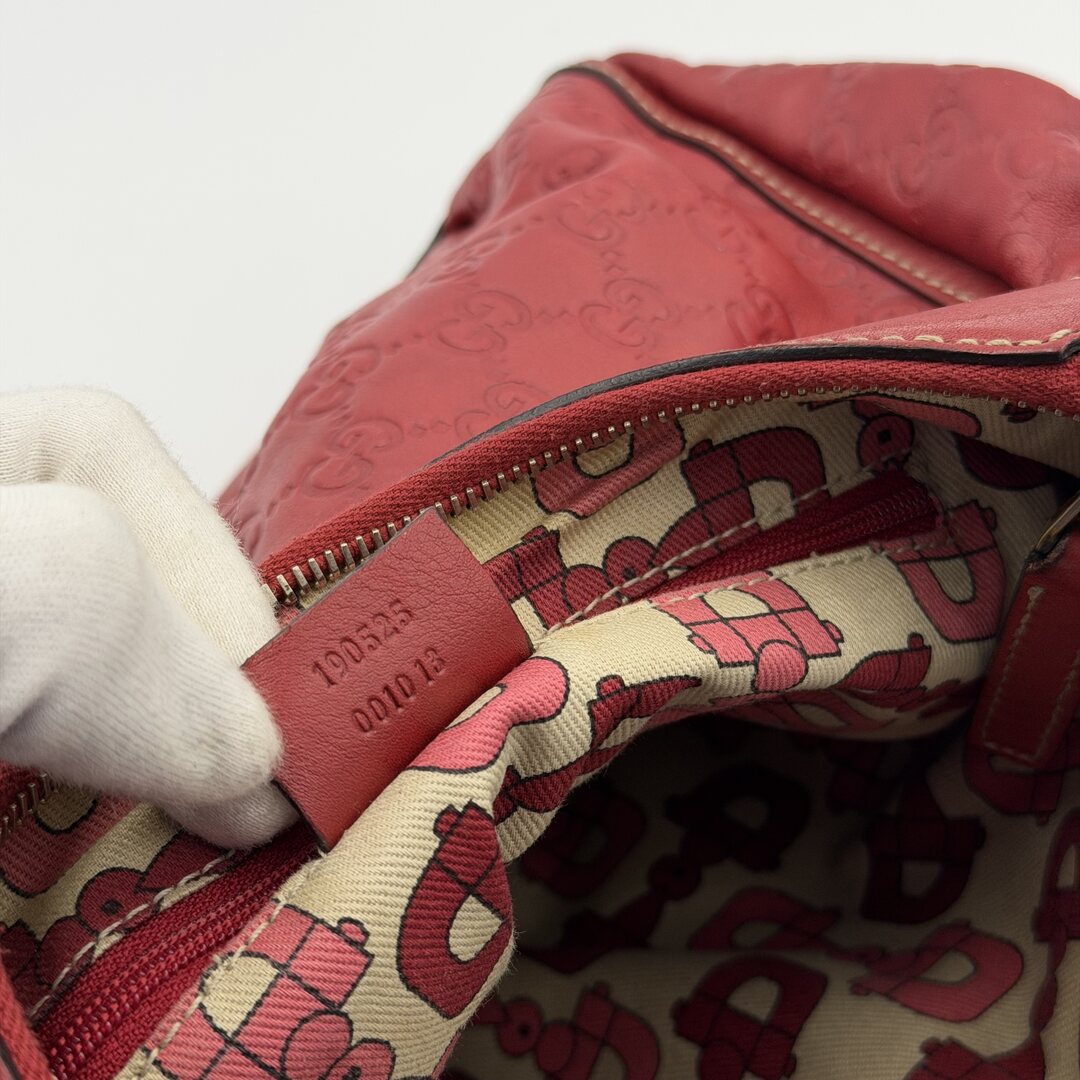 Gucci Guccissima Abbey Leather Red Shoulder Bag