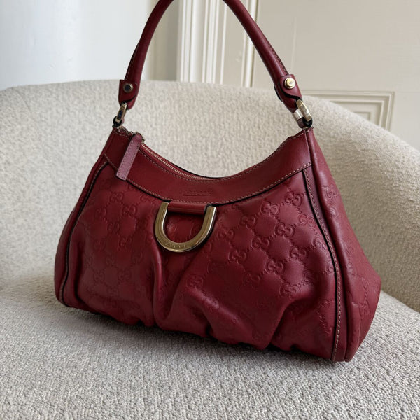 Gucci Guccissima Abbey Leather Red Shoulder Bag