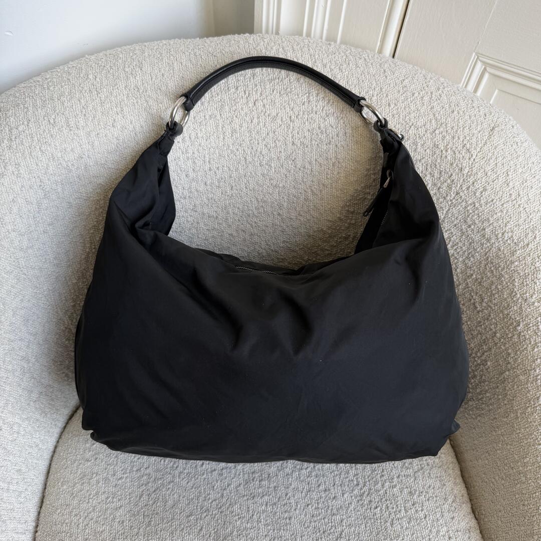 Prada Tessuto Hobo Nylon Black Shoulder Bag