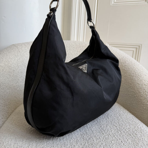 Prada Tessuto Hobo Nylon Black Shoulder Bag