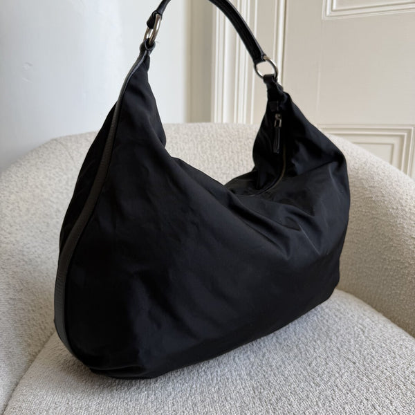 Prada Tessuto Hobo Nylon Black Shoulder Bag