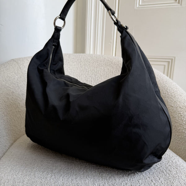 Prada Tessuto Hobo Nylon Black Shoulder Bag